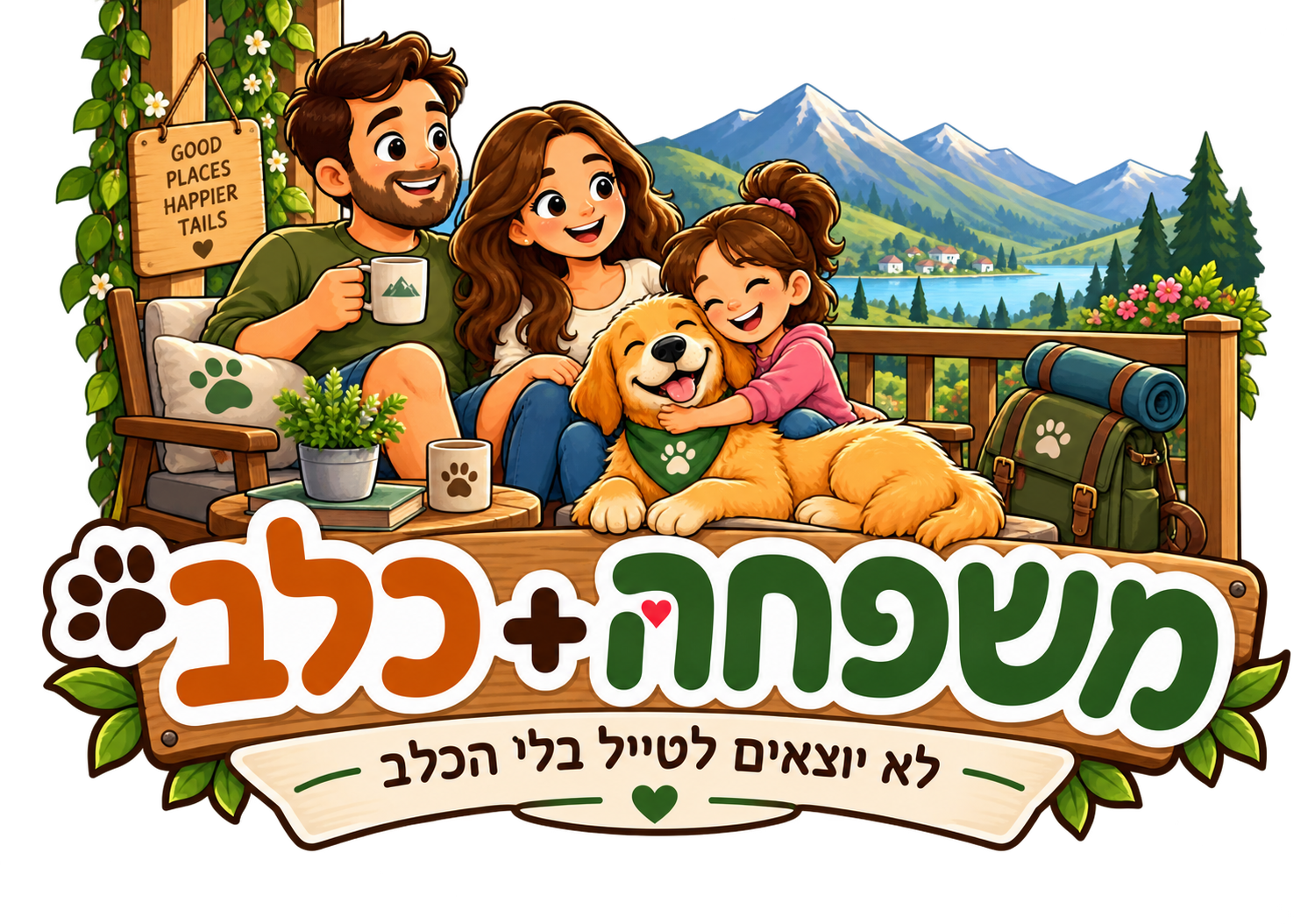 לוגו משפחה + כלב — מקומות לינה ידידותיים לכלבים